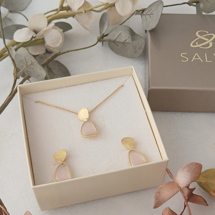 Set ogrlica i naušnica Leticija taupe drop